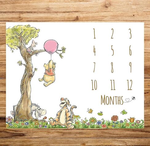Winnie Milestone Blanket for Baby Girl Monthly Growth Blanket Cute Girls First Twelve Months Blanket Newborn Supplies Baby Shower Decorations in Kuwait