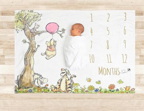 Winnie Milestone Blanket for Baby Girl Monthly Growth Blanket Cute Girls First Twelve Months Blanket Newborn Supplies Baby Shower Decorations in Kuwait