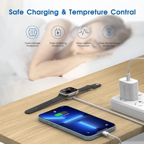 For Apple Watch Fast Charger USB C, 2 in 1【Apple MFi Certified】6FT iWatch Charger Magnetic Charging Cable &PD USBC Fast Wall Charger Power Adapter for Apple Watch Series 6/SE/5/4/3/2/1&iPhone 14/13/12 in Saudi Arabia