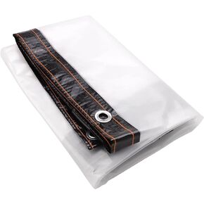 Lrnn Clear Waterproof Tarps Outdoor 3 x 13 Feet Transparent Tarpaulin Plastic Rainproof Tarp Cover with Grommets for Garden Furniture Cars Opening Storage