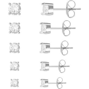 Stud Earrings for Women Stainless Steel Earrings Set Hypoallergenic Cubic Zirconia 14K Silver Gold CZ Earrings for Women Cartilage Earrings
