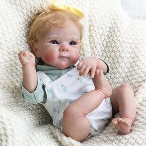 WOOROY Realistic Reborn Baby Dolls Girl - 20-Inch Lifelike Baby Doll with Golden Hair and Soft Cloth Body Realistic Newborn Dolls Birthday Gift for Kids Age 3+