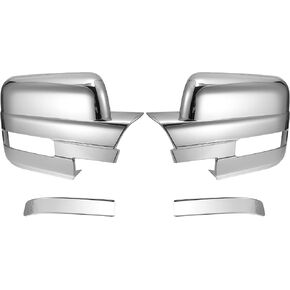 X AUTOHAUX Pair Chrome Plated Full Mirror Cover Covers Cap for Ford F150 2009-2014 with Turn Signal Cut (DO NOT FIT TOWING MIRROR)