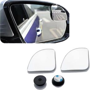 2 PCS Car Blind Spot Mirror, 1.96" x 1.96" Self-adhesive Wide-angle Sector-shaped Frameless Convex Glass Reversing Assist Mirror, Modification Accessories, for Cars, Suvs, Trucks (Transparent)