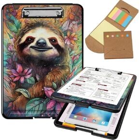 Clipboard with Storage & Sticky Notes - A4 Storage Clipboard High Capacity Clipboards with Office Storage Nursing Clipboard Clip Board with Pen Holder, Vintage Colored Flag Skull