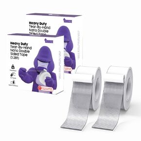 Double Sided Heavy Duty Nano Tape,Transparent Mounting Tape Easy to Tear by Hand, Washable Strong Sticky for Carpet Rug Picture Wall Hanging, Room & Office Décor Tape, 3.28ft x 2
