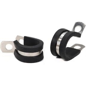 52PCS Cable Clamps Assortment Kit,1/4'' 5/16'' 3/8'' 1/2'' 5/8'' 3/4'', Rubber Cushioned Hose Clamps Loom Clamps Pipe Clamps Brake line Clips Wire Hold,304 Stainless Steel