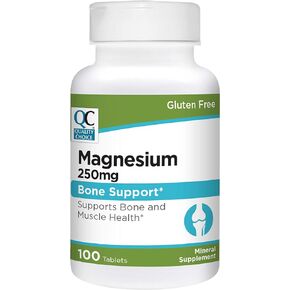 Quality Choice Magnesium Oxide 250 mg Tablets, Gluten Free Dietary Mineral Supplement for Muscle Heart, Bone and Nerve Health Support, 100 Count Bottles