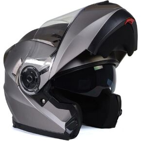 Milwaukee Helmets MPH9808DOT 'Ionized' Silver Advanced Motorcycle Modular Helmet for Men and Women Biker w/ Drop Down Visor - Medium