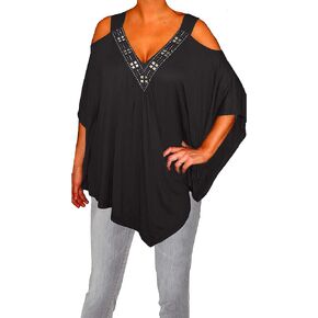 Plus Size Cold Off Shoulder Top for Women Black Flowy Shirt on Top of Your Cute Jeans, Plus Size Clubwear