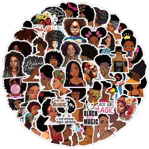 ملصق لاصق الميلانين بوبين الأسود 62 قطعة، ملصقات سحرية من الفينيل المقاوم للماء للكمبيوتر المحمول والكمبيوتر ولوح التزلج والزجاجة وهدايا الموضة للمراهقين in Kuwait