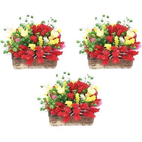 ifundom 3pcs Doll House Potted Plant Household Decor Home Decoration Light House Decorations for Home Wood Carving Tools Artificial Plants Simulation Potted Plant Clay Flower Mini Resin