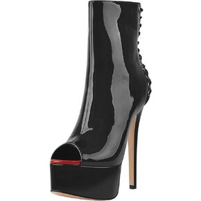 richealnini Women's Peep Toe Platform Stiletto High Heel Ankle Boots