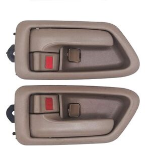 مقبض الباب الداخلي الداخلي لسيارة Toyota Camry 97-01، 1997 1998 1999 2000 2001 Camry للسائق الخلفي الأمامي واستبدال مقبض الباب الداخلي من جانب الركاب (بيج/أسمر)
