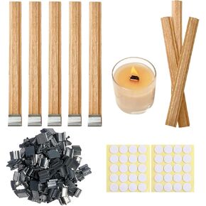 30 Sets Double-Layered Wooden Candle Wicks and Stands 5.1 X 0.5 Inch Natural Candle Wood Wicks Wooden Wicks Wood Wicks for Candles Making,Wooden Candle Wick with Base and Stickers in Kuwait
