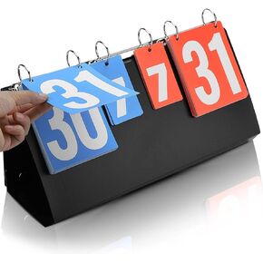 EBTOOLS Tabletop Flip Scoreboard, 4 Digit Sports Scoreboard Portable Tabletop Flip Scorekeeper Score Flipper for Tennis Football Volleyball Basketball