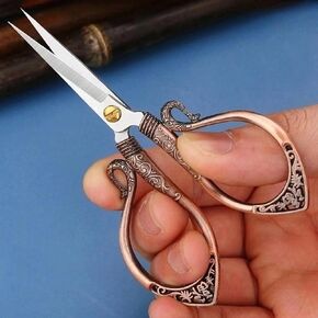 4.1" Vintage Embroidery Scissors, Stainless Steel Small Sewing Scissors Sharp Shears for Sewing Crafting Art Work Cross Stitch Cutting Handcraft Crochet Knitting Needlework DIY Tools Bronze