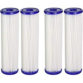 CFS – 4 Pack Pleated Polyester Water Filter Cartridges Compatible with W34-PR, WC34-PR, WVC34, Pentek R30 Models – Remove Bad Taste & Odor – Replacement Filter Cartridge – 5 Micron – 9-3/4" x 2-5/8"