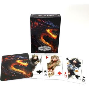 Dragon Playing Cards, Fantasy Art Poker Deck, Dragon Themed Deck, Unique Collector Cards (Blue)