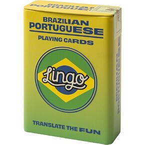 Playing Cards in Tin Box | Sturdy Travel Case | Language Learning Game Set with Useful Phrases | Fun Visual Flashcard Deck to Increase Vocabulary and Pronunciation Skills (Brazilian)