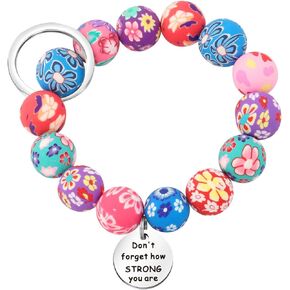 MYOSPARK Elastic Functional Beaded Wrist Keychain Bracelet for Outdoor Office
