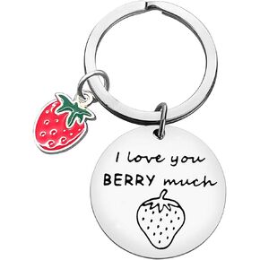 Cute Keychains for Women Strawberry Keychain Strawberry Lover Gift Couple Keychain Gifts for Women Girls Cute Strawberry Gifts BFF Gifts for Birthday Christmas Gifts I Love You Berry Much Keychain
