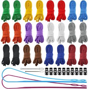 24Pcs Replacement Drawstring with Threaders for Sweatshirt Hoodie Strings Shorts Jackets Swim Trunks Shoe Laces, Oblate Coarse Knit 48" Long, 12 Colors