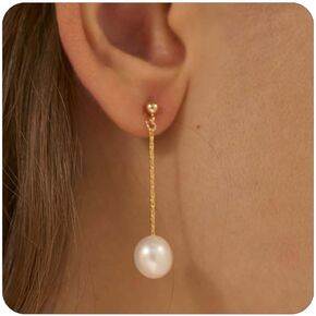 Pearl Earrings for Women Dainty Gold Pearl Drop Dangle Earrings Hypoallergenic Pearl stud Earrings Wedding Jewelry Gift for Women