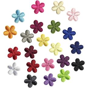 Juland 23PCS Mini Sun Flower Embroidered Patches Self Adhesive Embroidered Custom Backpack Patches for Men, Women, Boys, Girls, Kids