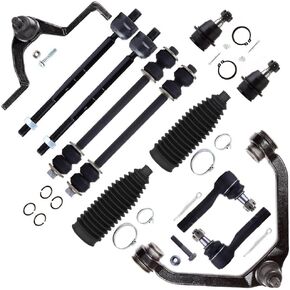 SCITOO 12-PC SET Suspension Kit For Ford Explorer Ranger For Mazda B2500 B3000 B4000 For Mercury Mountaineer Front Upper Control Arm w/Ball Joint Inner Outer Tie Rod End Steering Boot Sway Bar Link