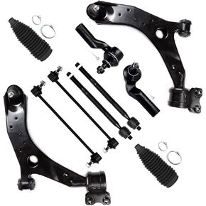 SCITOO 10-PC SET Suspension Kit For 2004-2009 For Mazda 3 2006-2010 2012-2017 For Mazda 5 Front Lower Control Arm And Ball Joint Inner Outer Tie Rod End Sway Bar End Link Steering Boot