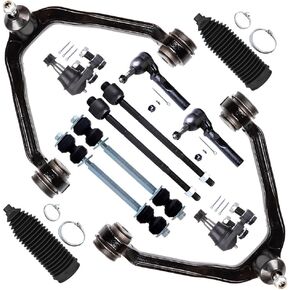 SCITOO 12-PC SET Suspension Kit For 1999-2006 For Chevy Silverado 1500 For GMC Sierra 1500 Front Upper Control Arm And Ball Joint Lower Ball Joint Inner Outer Tie Rod End Sway Bar Link Steering Boot