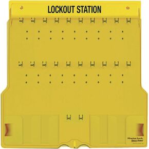 Master Lock - 1484B 20 Pack Lockout Station with Cover, Unfilled Yellow