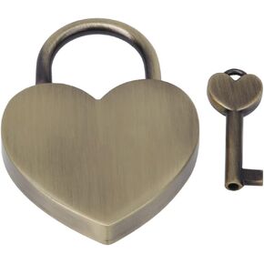 1pcs Heart Shaped Padlock, 1.8 x 2.3in Mini Lock with Keys Height Polished Metal Locks for Luggage Handbag Diary Book Jewelry Box(Imitation Gold)