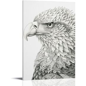 Abstract Bald Eagle Wall Art Simple Lines Pink Eagle Canvas Print American Patriotic Poster Independence Day Watercolor Picture Living Room Office Room Decor