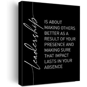 Leadership Quote Canvas Wall Art Motivational Leadership Canvas Print Painting Office Home Wall Decor Framed Leader Teacher Boss Gift 12x15 Inches （Black）