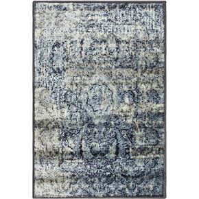 Superior Indoor Area Rug, Non-Slip Foam Backing for Kids or Pets, Entry, Living Room, Kitchen, Dorm, Bedroom, Hallway, Plush Rugs, Vintage Abstract Medallion, Salford Collection, 10' x 14', Blue-Beige