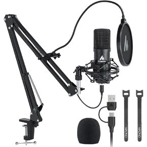 USB Microphone Kit 192KHZ/24BIT Plug & Play MAONO AU-A04 USB Computer Cardioid Mic Podcast Condenser Microphone with Professional Sound Chipset for PC Karaoke, YouTube, Gaming Recording (Renewed)