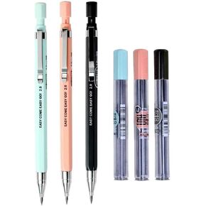 3pcs 2.0mm Mechanical Pencil with 18pcs Black Lead Refills, Automatic Pencils Press Mechanical Pencil for Writing,Draft Drawing Crafting Art Sketching Student Gift Office School Supplies,Random Color