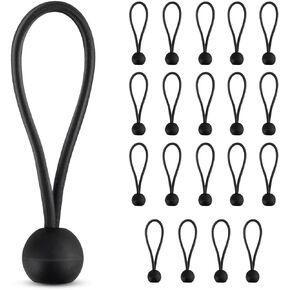 20 Pack Bungee Balls Cords Black Bungee Cord with Ball Heavy Duty Elastic Tarp Bungee Cords 4 Inch Bungee Balls Ties Tie Down Straps for Camping Canopy Shelter Tent Poles Cargo Outdoor UV Resistant