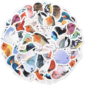 46PCS Watercolor Birds Stickers, Cute Sparrow Stickers Kawaii Bird Sticker Vinyl Waterproof Decals for DIY Decorative Journal Scrapbook Phone Case Laptop Envelopes Water Bottles