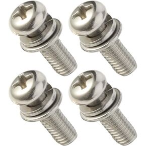 M6-1.0 x 20MM Phillips Pan Head Machine Screws Bolts Combine with Spring Washer and Plain Washers, 18-8 Stainless Steel(304), Quantity 20