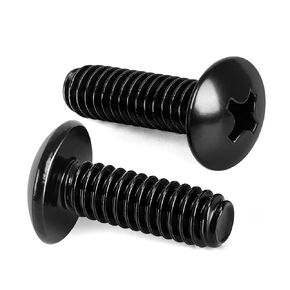 1/4-20 x 3/4" Truss Head Machine Screws, Full Thread, 304 Stainless Steel 18-8, Black Finish, 50 PCS