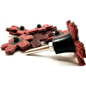 10 Pack 2" Very Fine Quick Change Surface Conditioning Stars, Ideal for Deburring, Polishing, Blending Inside of cylinders, Pipe, tubing, for Aluminum, Steel, Titanium - Includes Holder