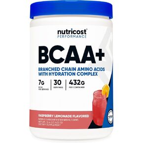 Nutricost BCAA + Hydration Powder (Raspberry Lemonade) 30 Servings - Branched Chain Amino Acids with Hydration Complex - Gluten-Free, Non-GMO