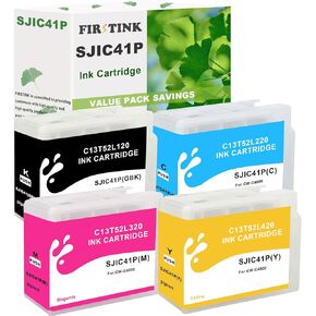خراطيش حبر SJIC41P SJIC41P-BK SJIC41P-C SJIC41P-M SJIC41P-Y مجموعة حبر متوافقة مع طابعة الملصقات اللامعة النافثة للحبر ColorWorks CW-C4000 (4 عبوات لامعة)