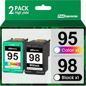 98/95 Ink Cartridges Combo Pack Compatible Replacement for HP Ink 95 98 for Officejet 100 150 H470 6310 PhotoSmart C4180 C4580 C4150 2575 8050 Deskjet 5940 (Black, Tri-Color,2 Pack) in Saudi Arabia