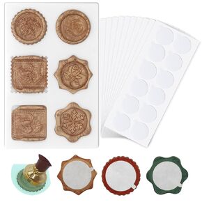 Silicone Wax Seal Mold and 120pcs Double Sided Adhensive Dots for Wax Seal Stickers, Andotopee Wax Seal Mat for Wax Seal Stamp, Sealing Wax Pad and Removable Sticky Tack Putty for DIY Craft