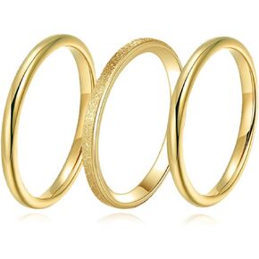 3PCS Gold Dainty Rings for Womem 14k Gold Plated Stackable Ring for Girls Size 6-11 Gold Rings Set Wedding Rings for Women Aesthetic Jewelry for Women Girls