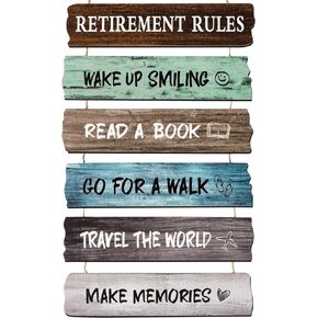 Retirement Gifts for Women Men Retirement Sign Plaque Hanging Wooden Decorations Wall Decor Novelty Farewell Going Away Gifts for Coworker Teacher Nurse Male Friend Sister Brother
